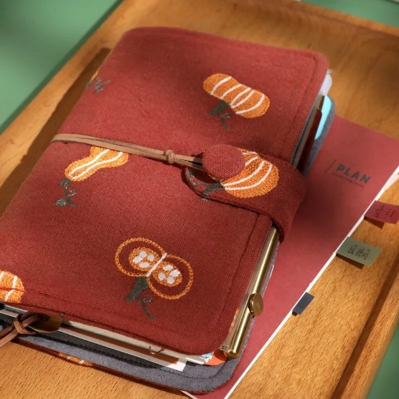 A5 Handcrafted Journal with Strawberry Fabric Cover,Personalized Notebook for Bullet Journaling & Daily Planning,Life Journal