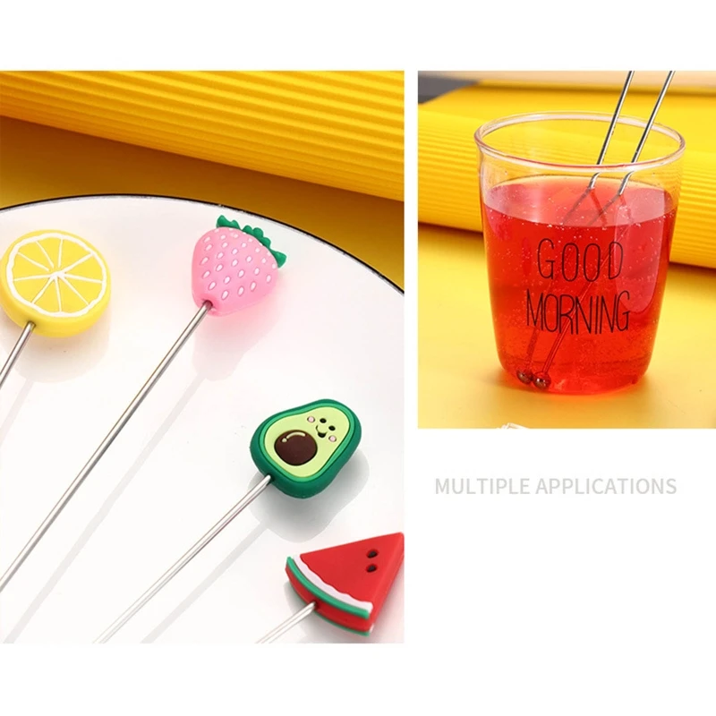 304 Stainless Steel Stirring Spoon Cocktail Stirring Stick Coffee Spoon Milk Tea Sticks Fruit Designed