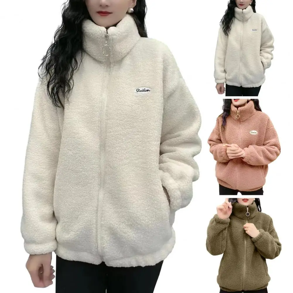 힙합 가을 겨울 양털 털이 자켓 streetwear 하라주쿠 퍼지 지퍼 코트 여성 경량 자켓 플러시 따뜻한 자켓 코트