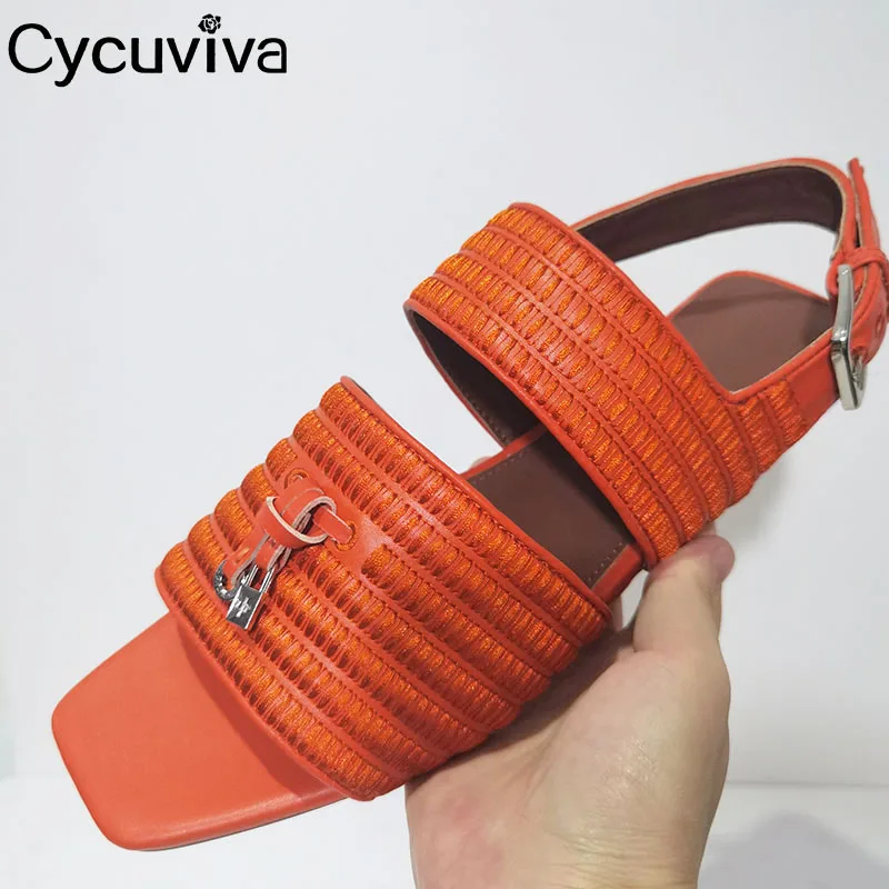 

New Square Toe Flat Sandals Women Summer Walk Holiday Beach Shoes Leather Fringe Decor Mules Runway Sandalias Mujer 2022