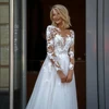 ANGEL Elegant A-Line Lace Wedding Dress Long Sleeves Scoop Neck Applique Bridal Gowns Button Plus Size Vestidos De Novia 3