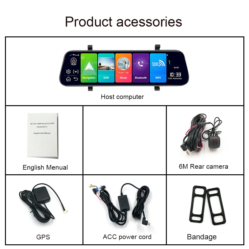 10" Android 8.1 4G CAR DVR ADAS rearview camera 2+32GB GPS navigation Dual lens camera FHD 1080P dash cam Parking Monitoring