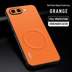 Luxury Car Magnetic Holder Shockproof TPU Silicone Phone Case - Premium Back Cover - Pixel 9A (Orange)