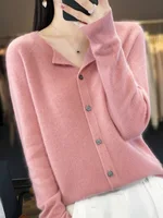 Long Sleeve 100% Merino Wool Sweaters Spring Autumn Women O-Neck Knitwear Tops Clothing Fashion Basic Tops - Image 3