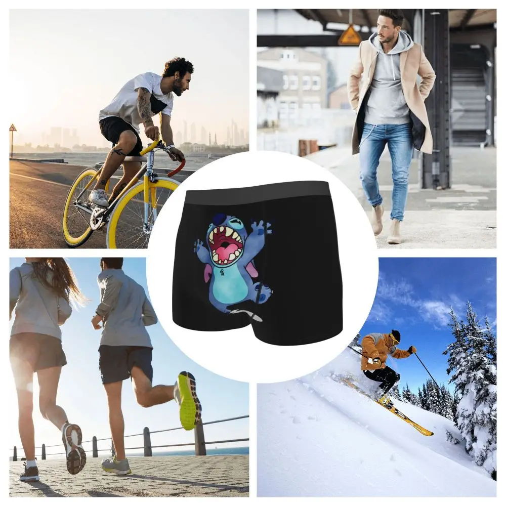 Custom Stitch Lion Cute Boxers Shorts Men's Disney Movie Briefs Underwear Fashion Underpants