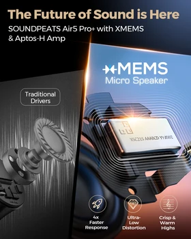 Alternative view of SOUNDPEATS Air5 Pro+ XMEMS Auriculares Bluetooth Auriculares ANC adaptables híbridos de 55 dB, inalámbricos de…