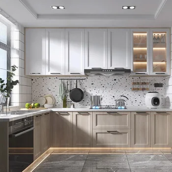 Modern Glossy Modular Kitchen Cabinet Set 1