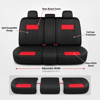 Black Red PU Leather Car Seat Covers Full Set, Universal 5-Seater Front & Rear Seat Protectors, All-Season Auto Interior Cushions for Cars, SUVs, Trucks & Vans 2