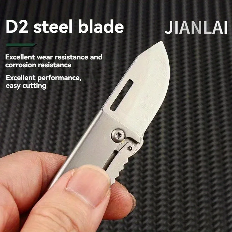 folding knife Mini folding knife stainless steel box opening knife D2 steel cannon portable sharp folding key hanging chain