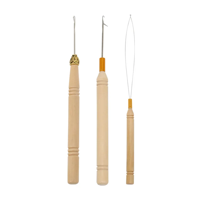 1/2/5PCS Crochet Hooks Hair Extensions Tool Wooden