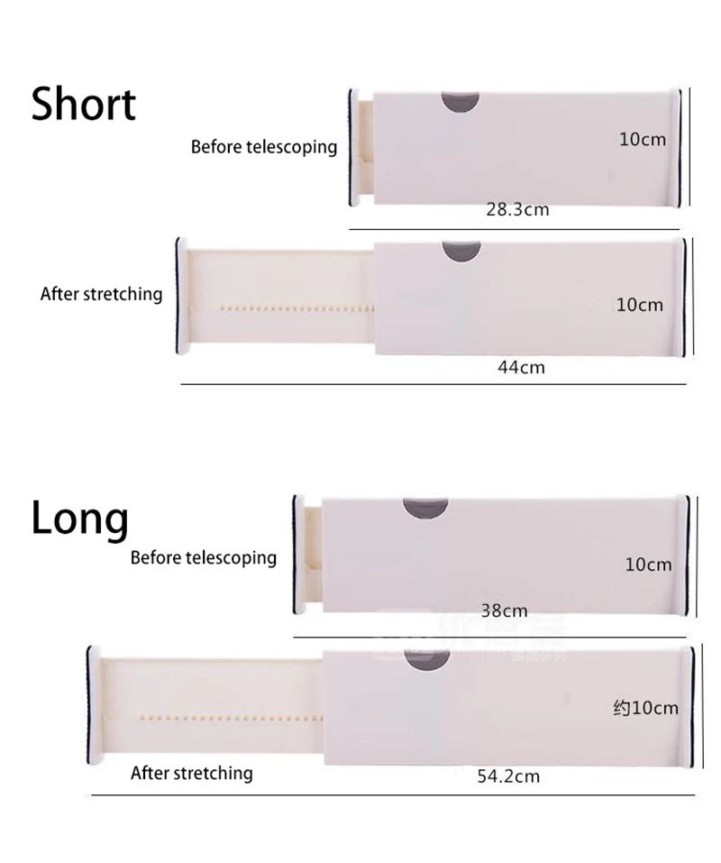Description Picture 3 of itemAdjustable Storage Drawers Divider Retractable Plastic Drawer Partition Holder Household Storage Clapboard Kitchen Organizador