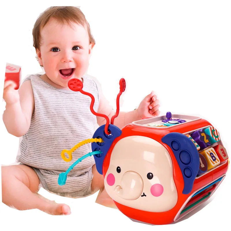 

Pull String Educational Fidget Toys Baby Toy 6 12 Months Activity Cube Montessori Sensory Toy Shape Sorter for Children 1 Year