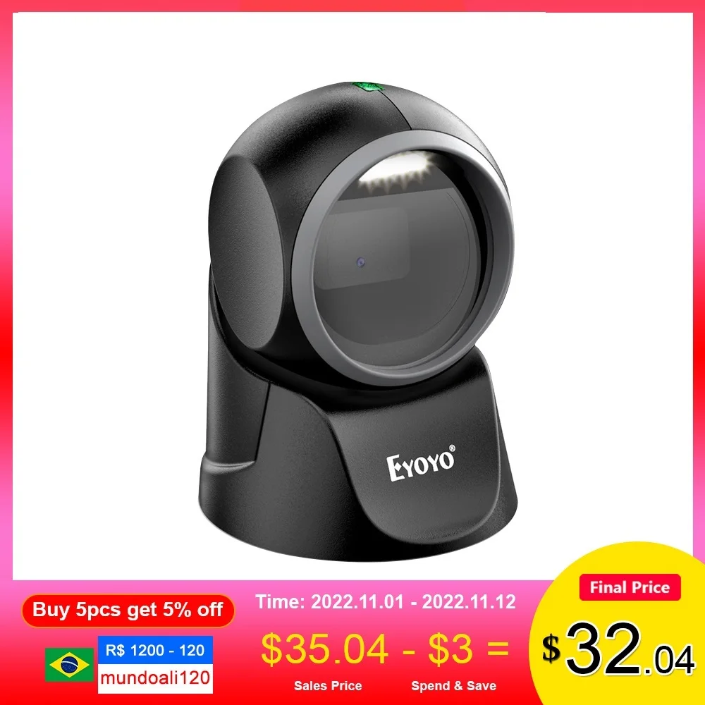 

Top 1D 2D Desktop Barcode Scanner With Automatic Sensing Scanning Omnidirectional USB Wired Hands-Free QR Code Screen Reader