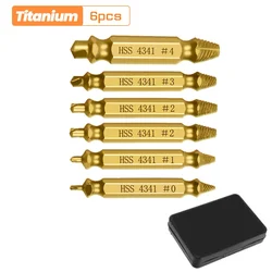 6-Piece Double-Ended Damaged Screw Remover Set (Gold)
