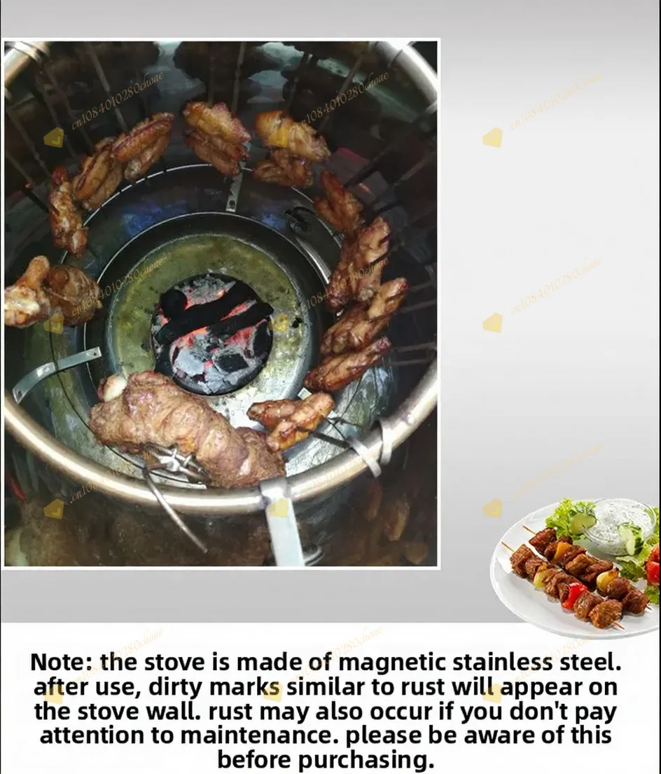 Charcoal BBQ Outdoor Smokeless Roaster for Duck Chicken Skewers Home Use