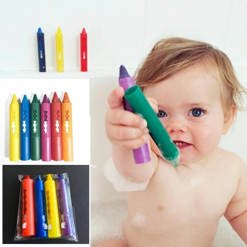 Crayons HOCrayon Effaçables et Lavables pour Bébé et Enfant, Jouet Créatif de Bain, Graffiti, 6 Pièces