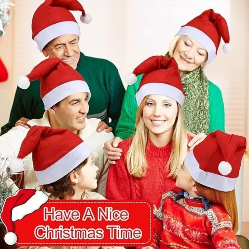 Christmas Hats Adults Kids Non-woven Red Santa Claus Hat Merry Christmas Home New Year Gifts Festive Party Supplies