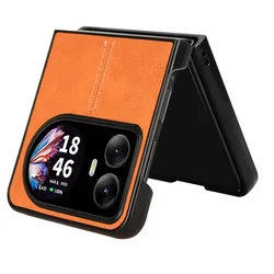 Luxury Calfskin PU Leather Lines Phone Case Cover - Soft Back Cover for Hero 10 (Orange)