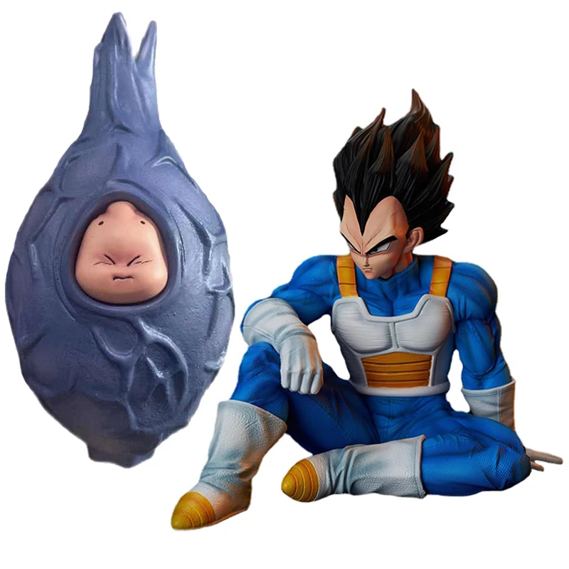 Dragon Ball Figures Dragon Fruit Majin Buu Vegeta Action Figures Egg Sitting Position Spacesuit Super Saiyan Anime 16Cm Giocattoli In Pvc