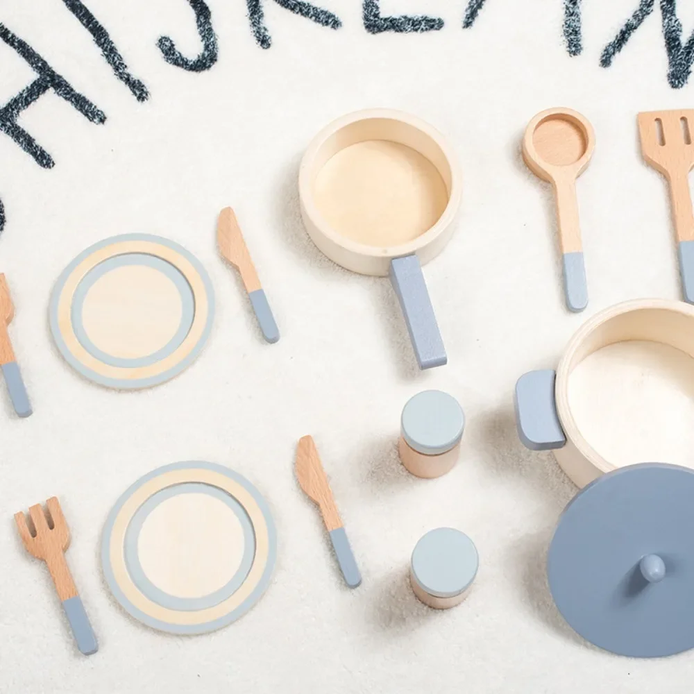 Wooden Mini Kitchen Toys Cookware Pot Pan Cook Pretend Play Educational House Toys For Children Simulation Kitchen Utensils Girl_voghion.com