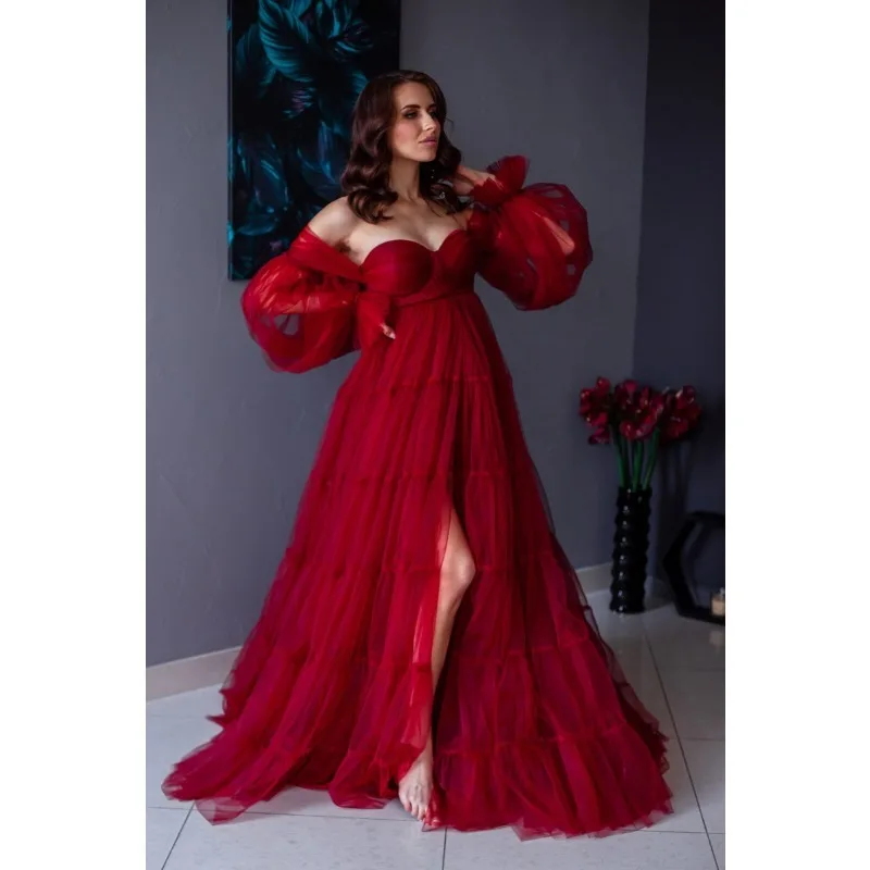 فستان لجلسات تصوير الأمومة | فستان كورسيه منفوش مع...