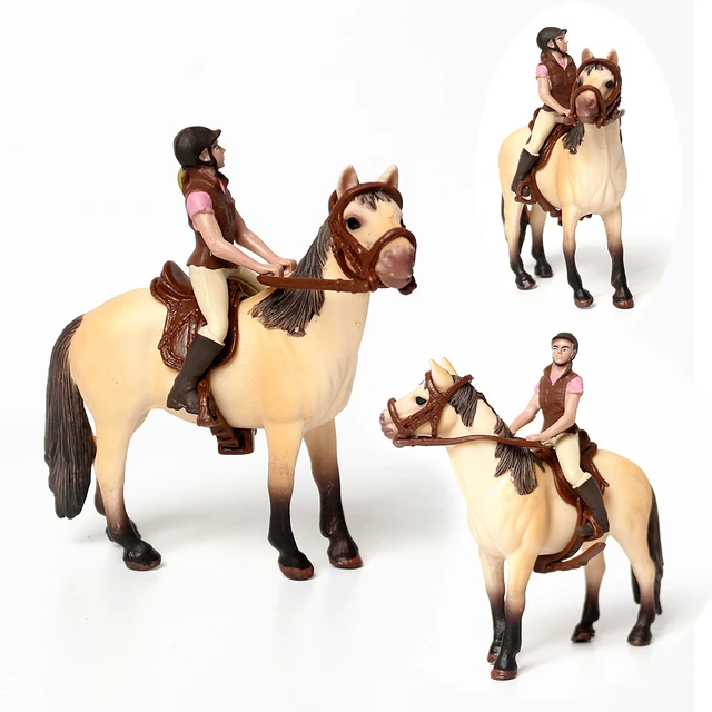 Figurine d'équitation réaliste avec cheval pour fille, modèle de cavalier  en plastique, jouet de jeu, décoration de gâteau, cadeau de Noël et d' anniversaire pour enfant - AliExpress