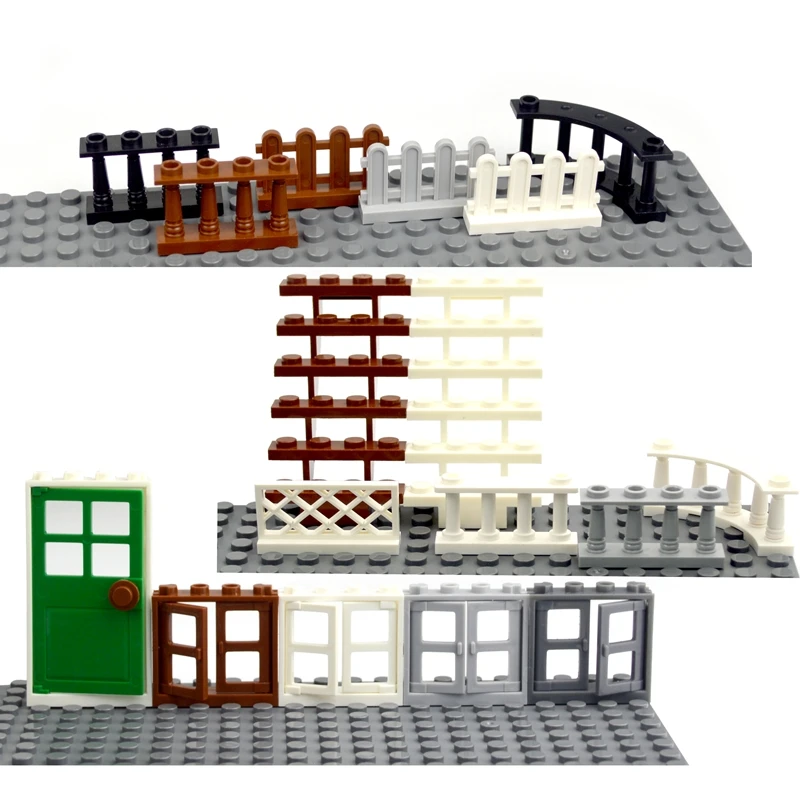 City door windows Accessories Building Blocks House Fence Stairs Ladder MOC Parts Bricks Toy for kid Compatible All Brands Hot | Игрушки и