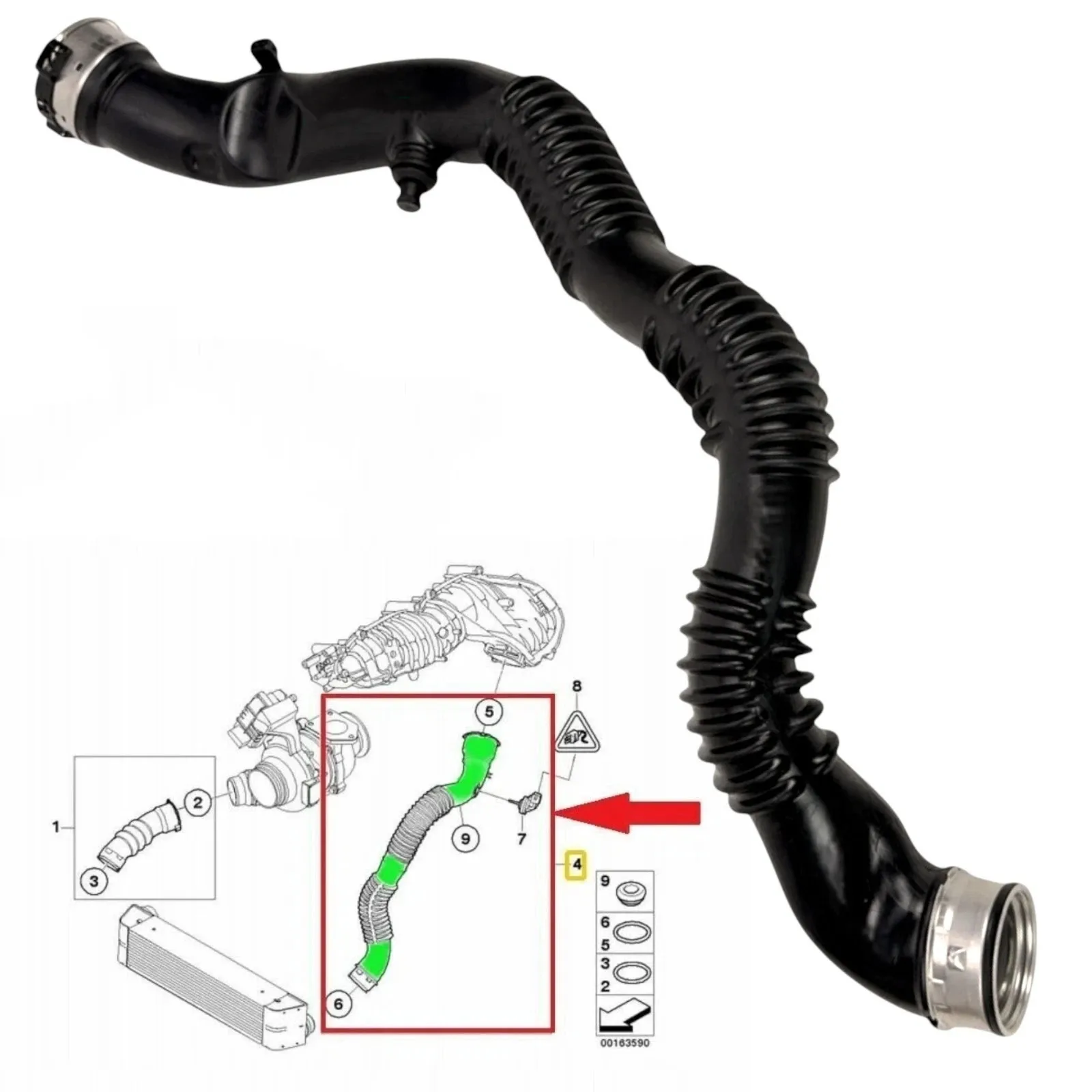 Brand New Turbo Hose Charge Air Hose 11613448467 3448467 For BMW