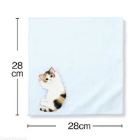 Japanese Style Portable Sweat Catty Pocket Handkerchief Square Towel Small Milk Cat Handkerchief Small Hand Towel Cat Pattern 3