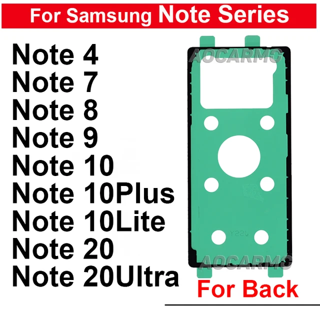 For Samsung Galaxy Note 4 7 8 9 10 Lite Plus 20 Ultra Rear Adhesive Back Note 10Plus Cover Sticker Tape Glue Replacement