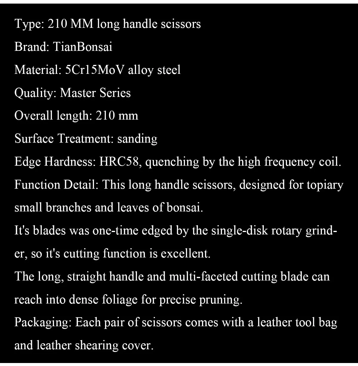 Description Picture 3 of itemMaster series 210 mm long handle bonsai scissors forging by 5Cr15MoV Alloy Steel bonsai tools from TianBonsai