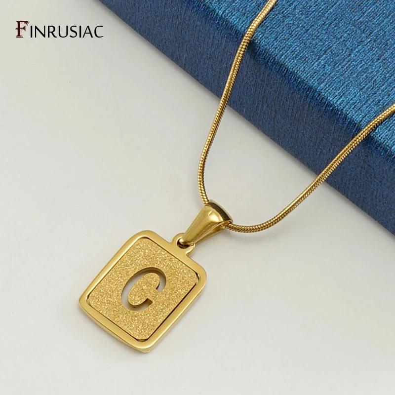 18K Real Gold Plated Stainless Steel A-Z Alphabet Letter Man Pendant Necklaces For Men 26 Alphabet Initial Necklaces For Women