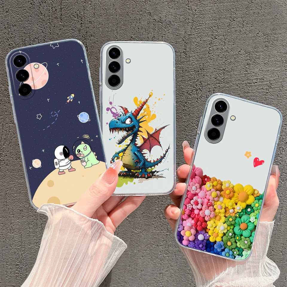 Pink Star Dinosaur Creative Silicone Clear Phone Case - Durable Bumper Housing Design