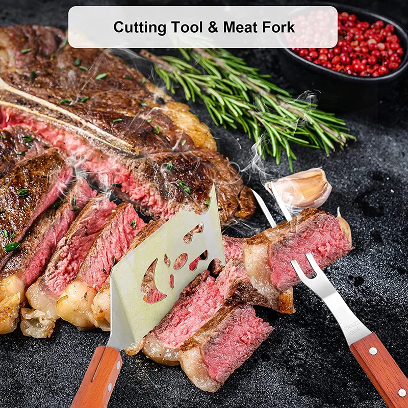 BBQ Grill Accessories for Grill, 5 in 1, Spatula, Tools for Outdoor Grill,44 cm Long, Barbecue Utensils Dad Gifts