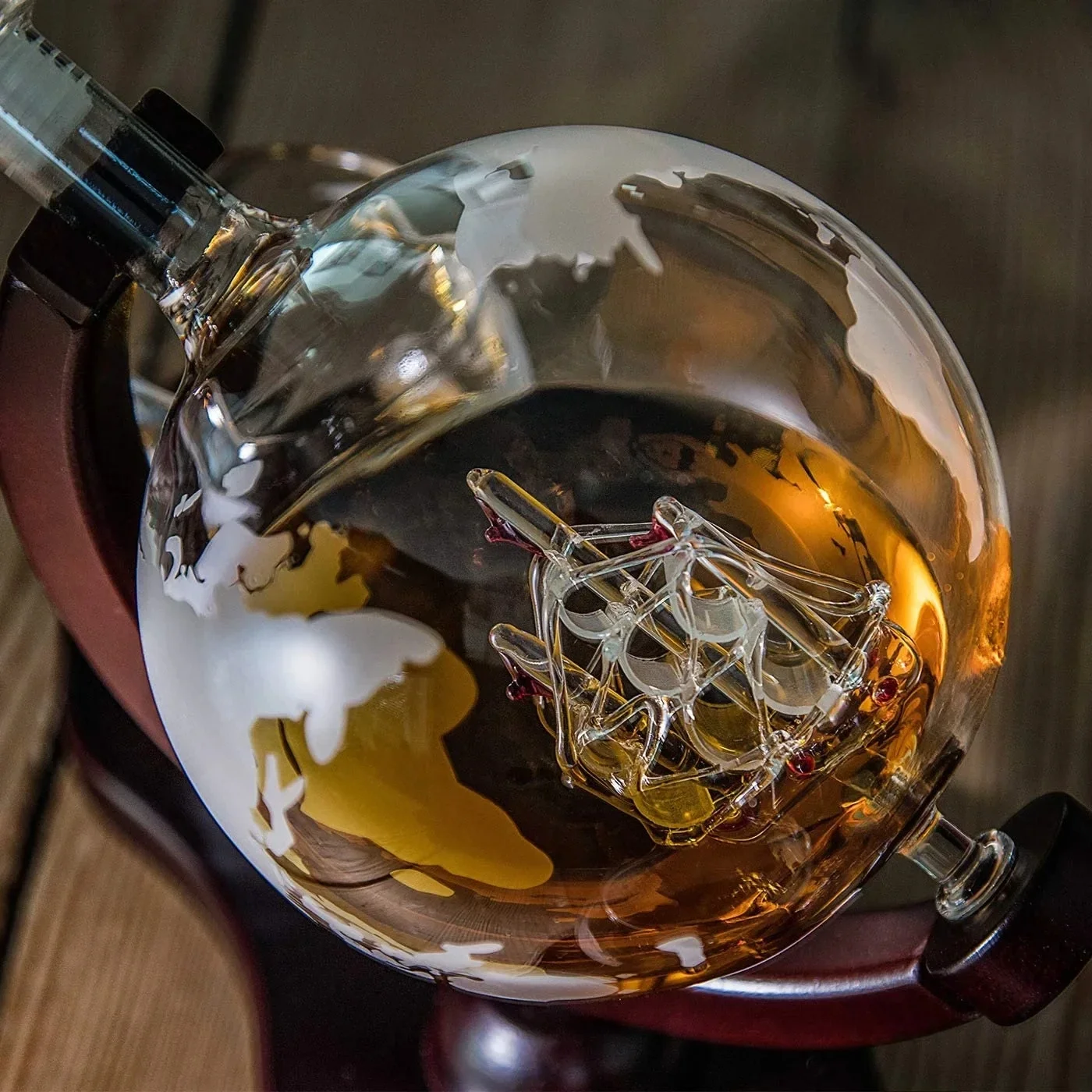 Whiskey Decanter Set Crystal Glass Wine Glass Creative Globe Wine Bottle World Map Pattern Indoor Office Decoration