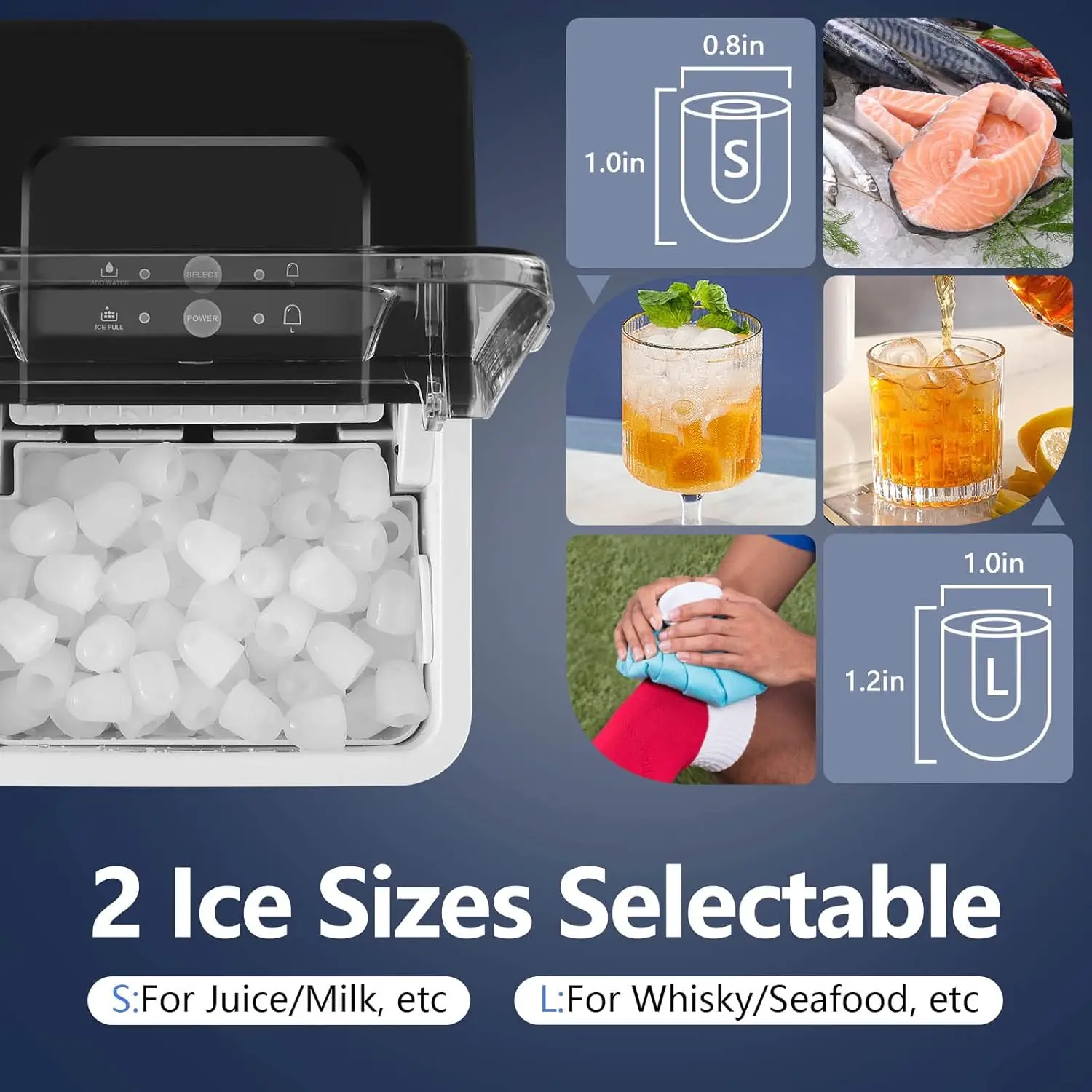 Ice Makers Countertop, 9 Bullets Ready in 9 Mins, 26.5 Lbs/24 Hrs, Ice Machine with Self-Cleaning, Removable Basket & Scoop