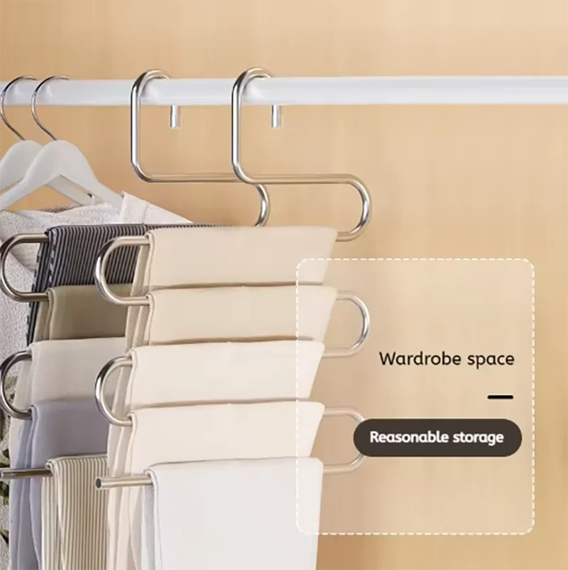 5 Layers Multi-functional Clothes Hangers Non-slip Pant Storage Rack
