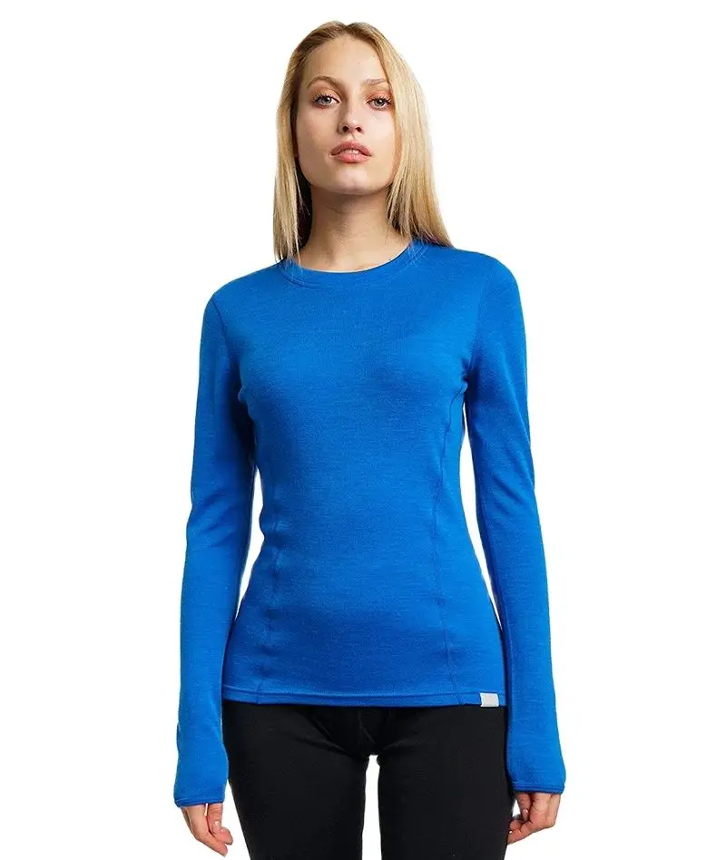 Merino Wool Base Layer Women 100% Merino Wool Thermal Underwear 180G  Lightweight Long Sleeve Thermal Shirt Wicking Anti-Odor