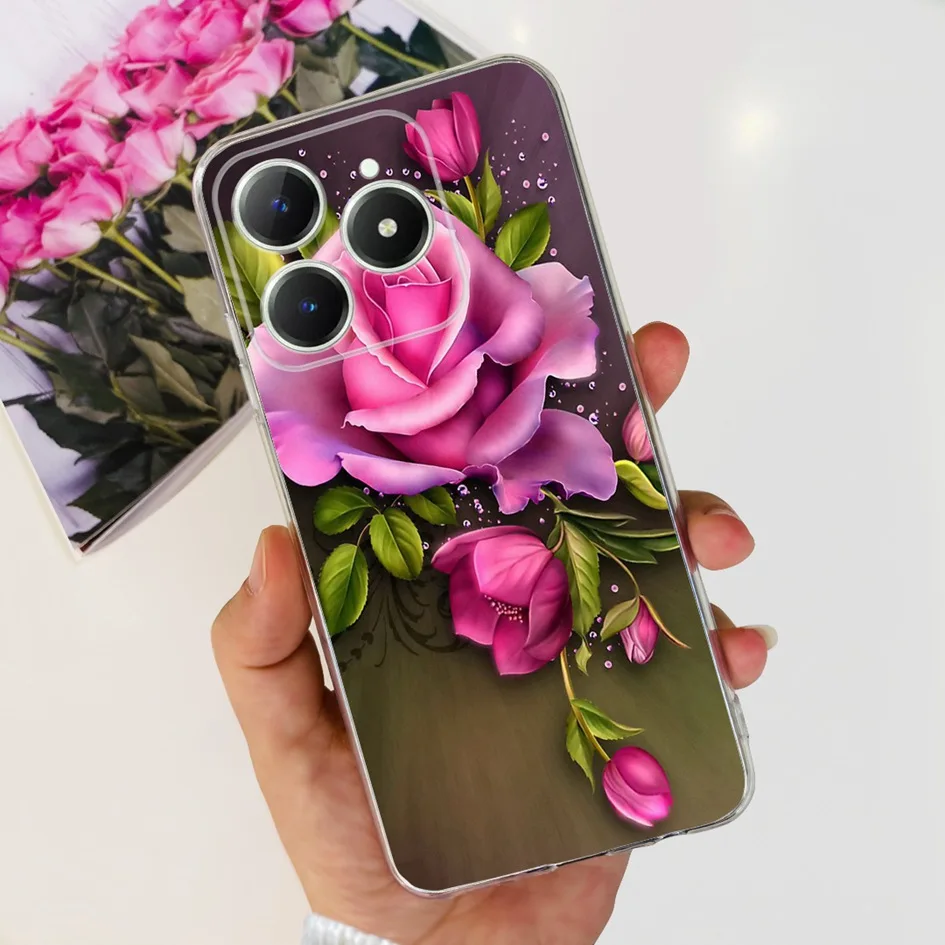 Elegant Floral Soft Silicone Clear Phone Case - Enhanced Protection and Style