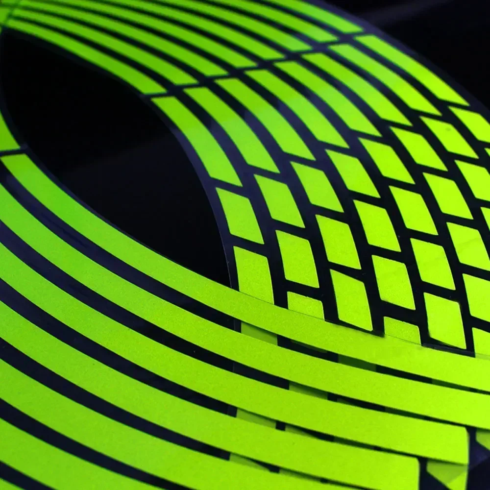 Universal Reflective Fluorescent Green Wheel Rim Decorative Strips - 18''