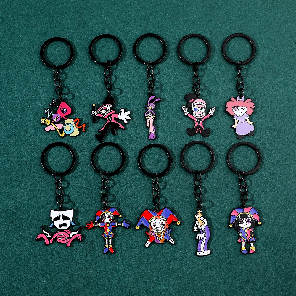 The Amazing Digital Circus Portachiavi Cartoon Pomni Caine Jax Ragatha Ciondolo Portachiavi Tadc Anime Figure Metal Car Portachiavi Giocattolo