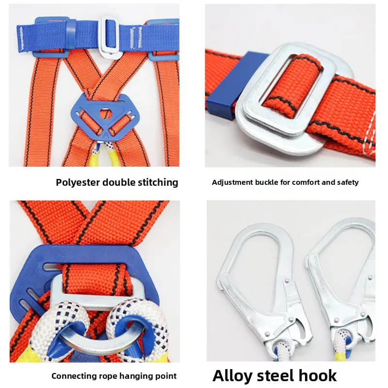 Premium Double Hook Full Body Safety Harness with 5-Point Secure Design for High-Altitude Operations