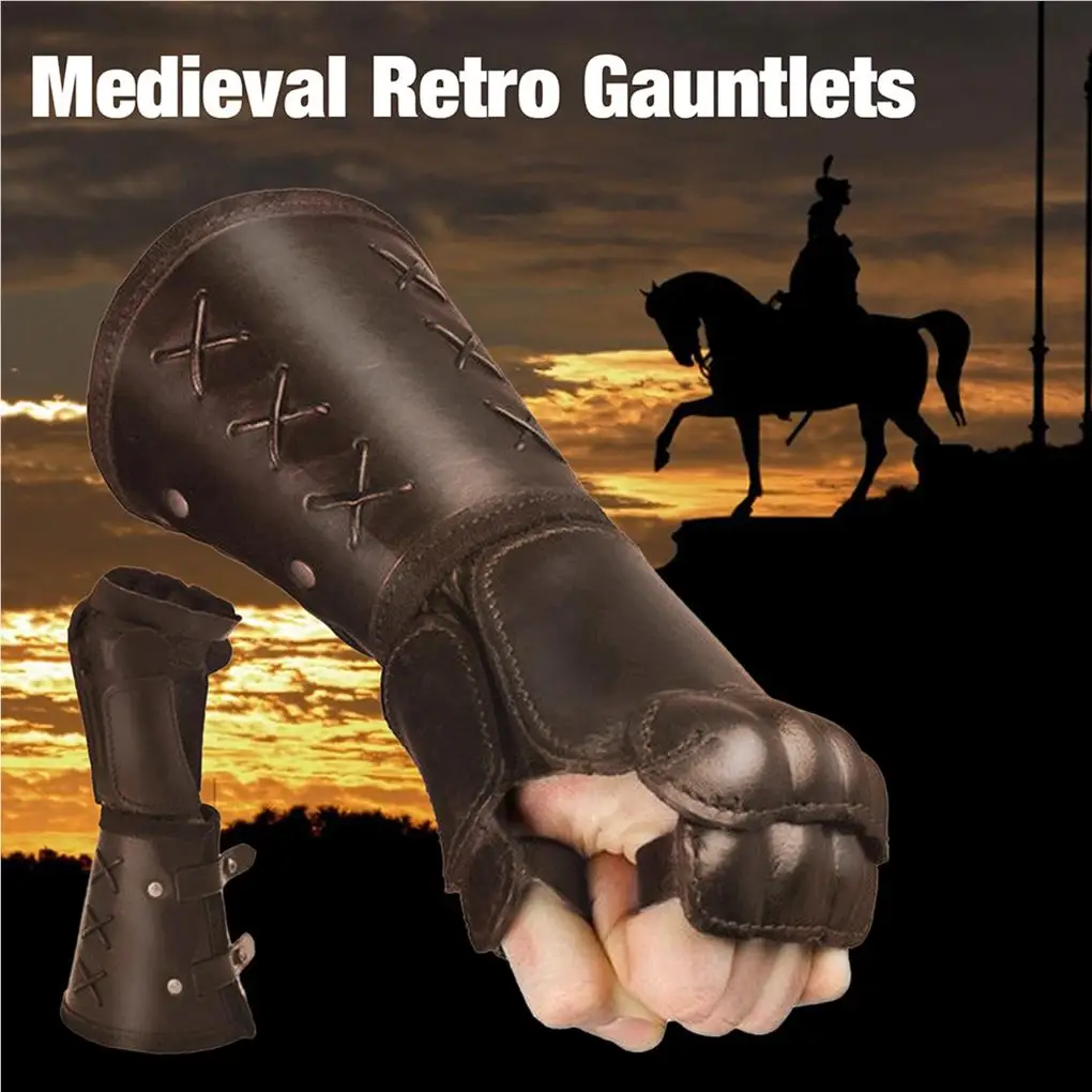 

1 Pair Arm Straps Hand Guards Wear-resistance Costume Bracer Arms Protector Firmness Multipurpose Horse Riding Brown