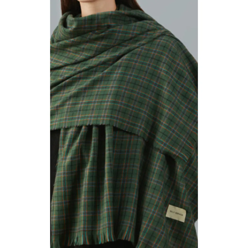 Sciarpa a quadri Scialle coreano verde vegetale in salamoia da donna Versatile di alta qualità Collo caldo spesso_voghion.com