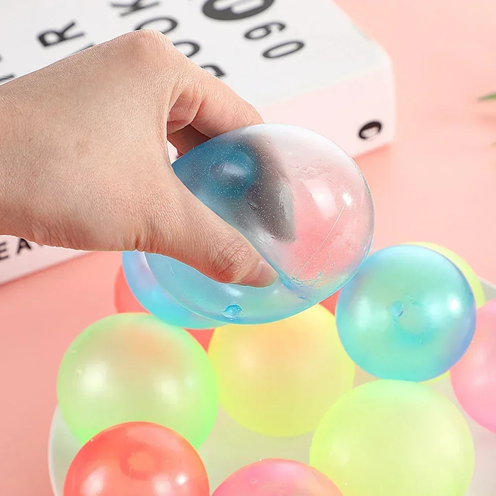 1-4Pcs Luminous Balls High Bounce Glowing Ball Sticky Wall Home Party Decor Kids Adult Gift Anxiety Stress Relieve Toy 4.5cm/6cm 3