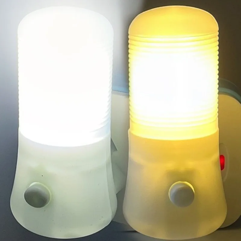 Plug Night Lights LED Night Light Push Button Switch Bedroom Bedside Lamp Baby Room Corridor Home Decor Wall Socket Lamp