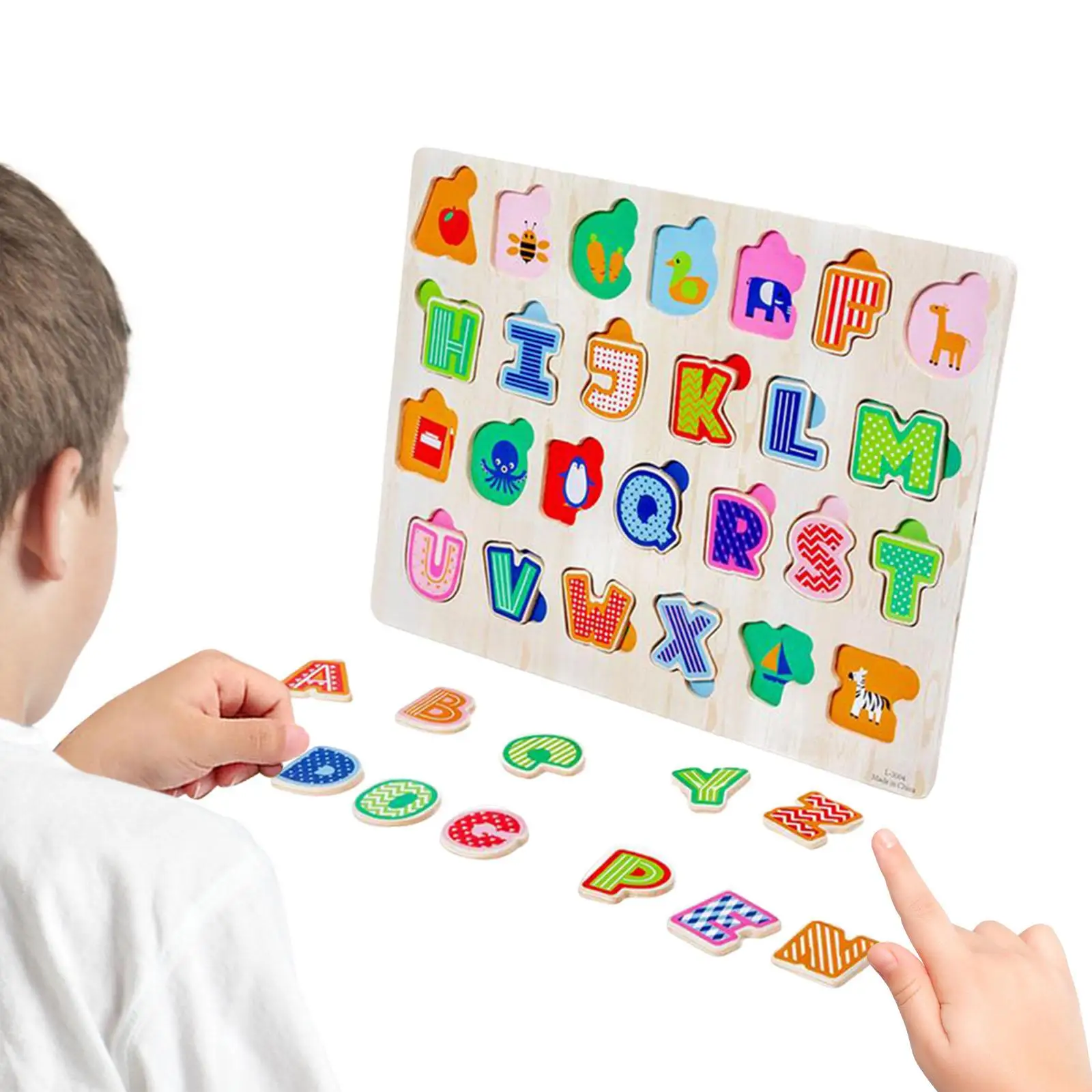 

Wooden Alphabet Puzzle Letter Learning Abc Puzzle Alphabet Learning Toy for Kindergarten Children Ages 0-3 Years Boys Girls Kids