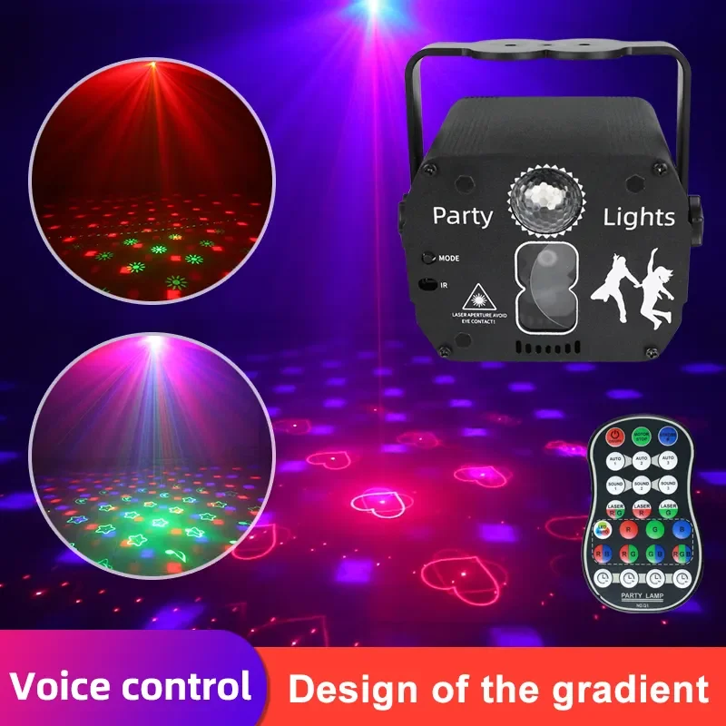 

Mini Disco Light Party Decorations UV Laser Holiday Light Projector Disco Moving Lamp RGB Rechargeable Sound Strobe Stage