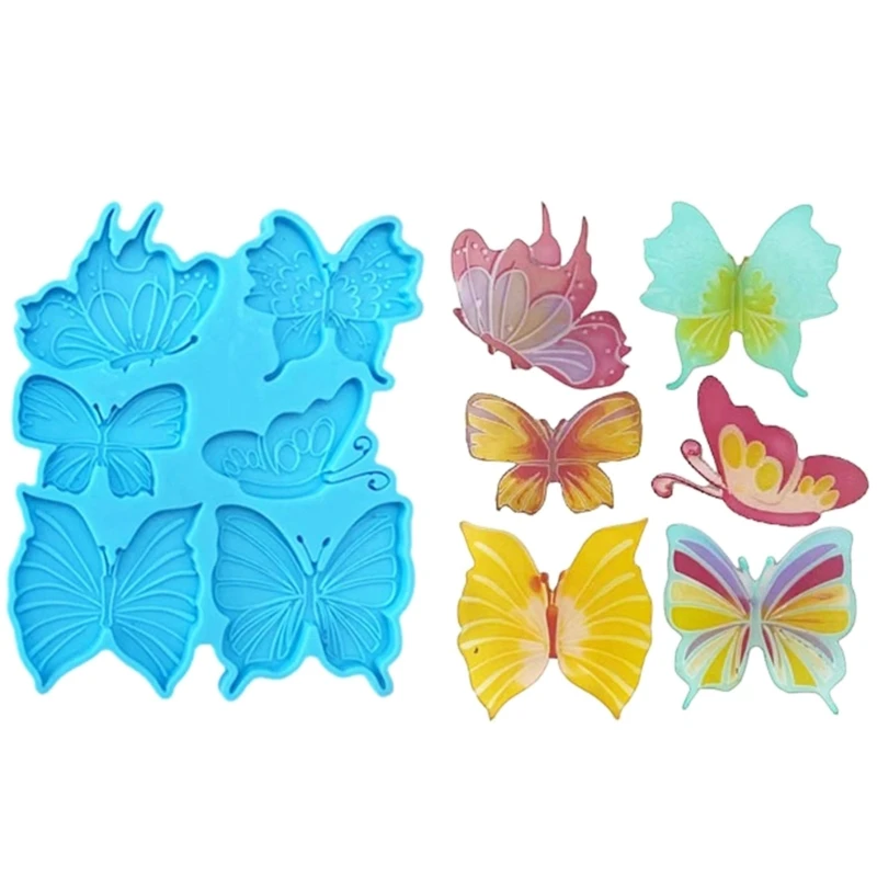 E0BF Durable Epoxy Resin Molds Keychain Pendant Mold Butterfly Unique Jewelry Pendant Mould for DIY Jewelry Hand-Making