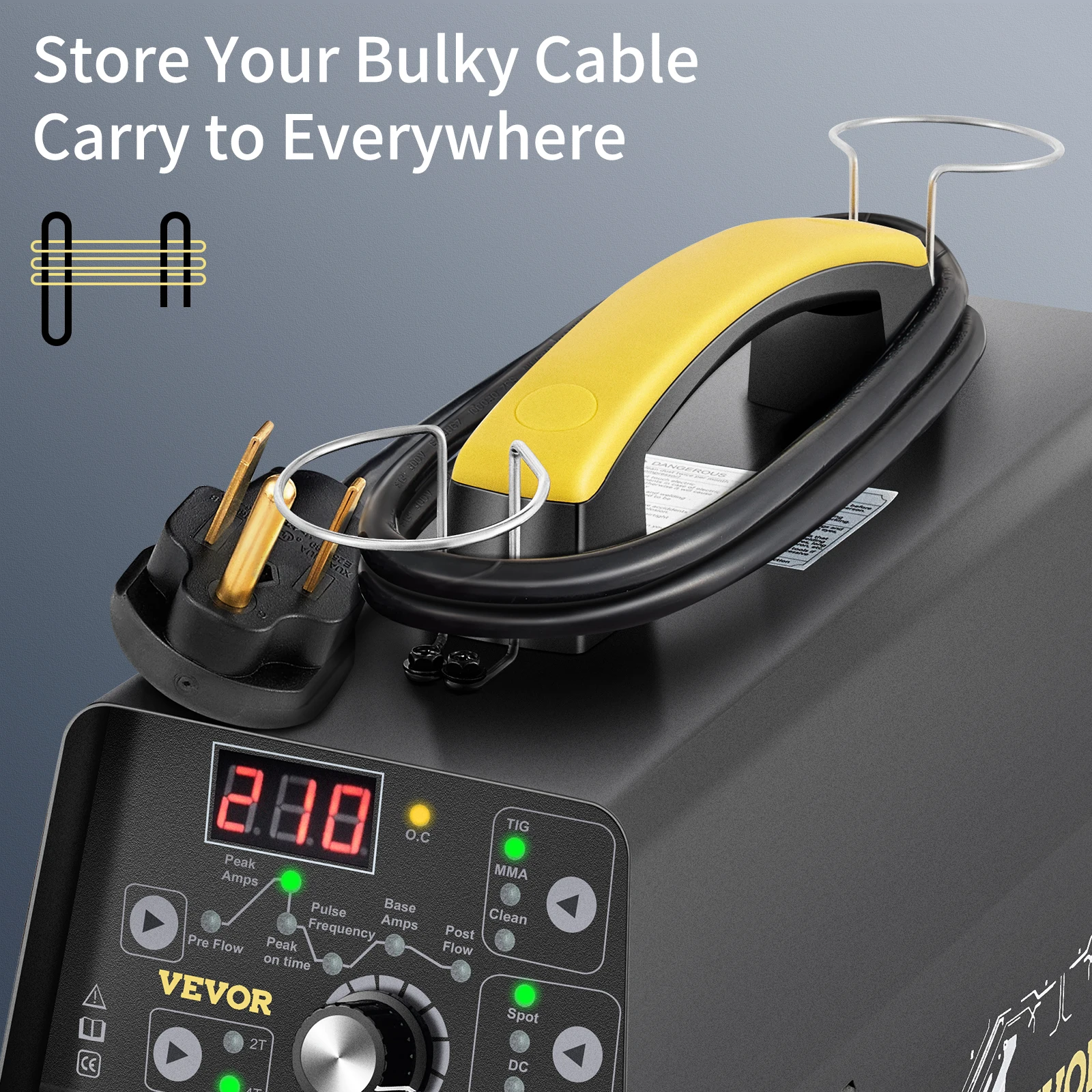 VEVOR 210A 3 in 1 TIG Welder AC 110/220V 3 in 1 Multifunctional HF TIG ARC Clean Welding Machine with USB Port/Pulse & Torch 2